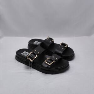 Dolce Vita Unique Footbed Sandals Womens 8 Black Minimalist Shoes Chic Slides